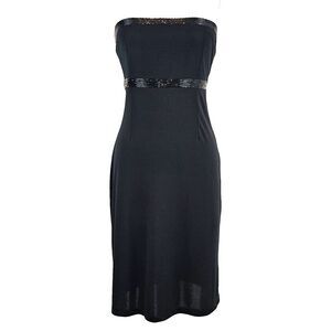 VTG The‎ Limited Y2K Dress Sz S Black Beaded Strapless Empire Waist Party Dress